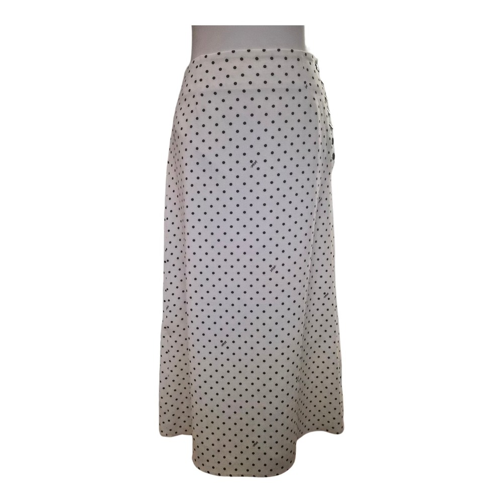 SESE IÉNA Polka‎ Dot Button Side Midi Skirt Women's Size 38 White Black Classic